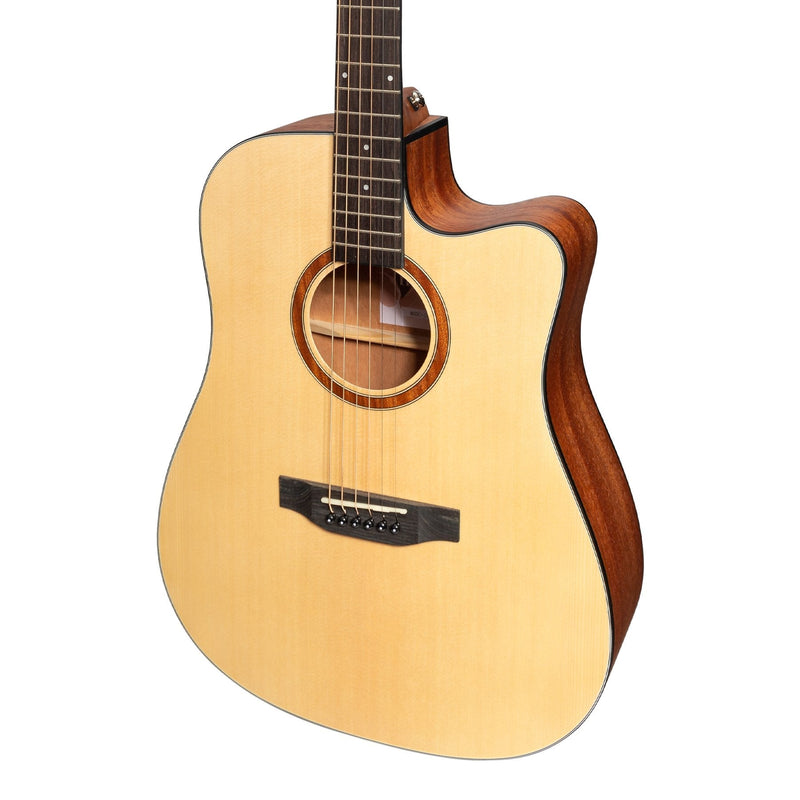 MNDC-15-SOP-Martinez 'Natural Series' Spruce Top Acoustic-Electric Dreadnought Cutaway Guitar (Open Pore)-Living Music