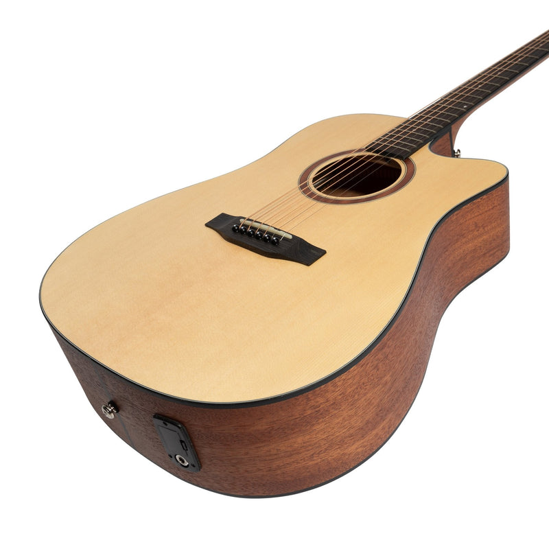 MNDC-15-SOP-Martinez 'Natural Series' Spruce Top Acoustic-Electric Dreadnought Cutaway Guitar (Open Pore)-Living Music