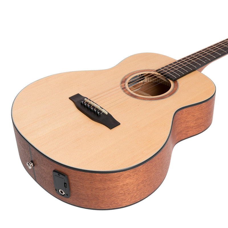 MNS-15-SOP-Martinez 'Natural Series' Spruce Top Acoustic-Electric Mini Short Scale Guitar (Open Pore)-Living Music