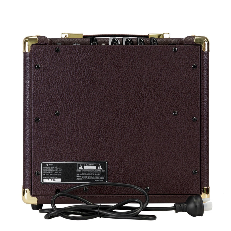 -Martinez Retro-Style 15 Watt Acoustic Guitar Amplifier with Chorus (Brown Vinyl)-Living Music