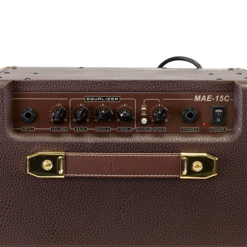 MAE-15C-BRN-Martinez Retro-Style 15 Watt Acoustic Guitar Amplifier with Chorus (Brown Vinyl)-Living Music