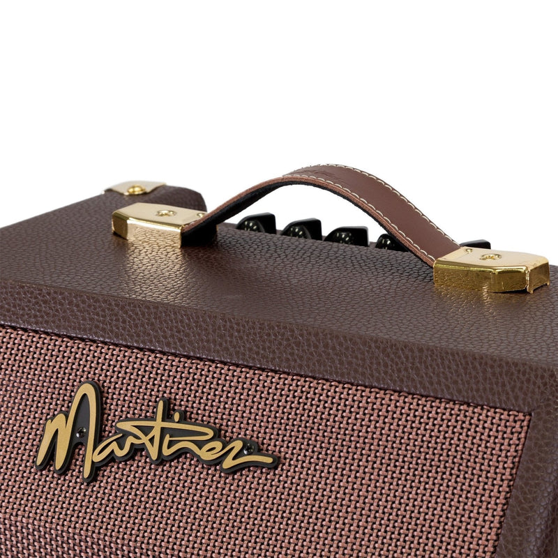 MAE-15C-BRN-Martinez Retro-Style 15 Watt Acoustic Guitar Amplifier with Chorus (Brown Vinyl)-Living Music