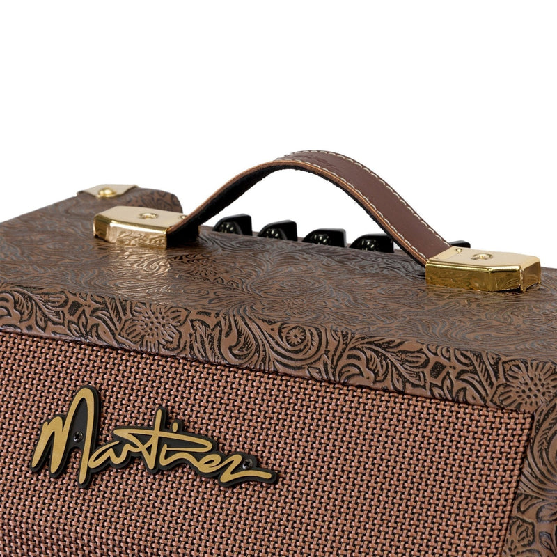 MAE-15C-FEV-Martinez Retro-Style 15 Watt Acoustic Guitar Amplifier with Chorus (Paisley Brown)-Living Music