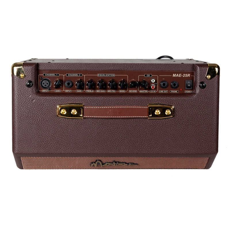 -Martinez Retro-Style 25 Watt Acoustic Guitar Amplifier with Reverb (Brown Vinyl)-Living Music
