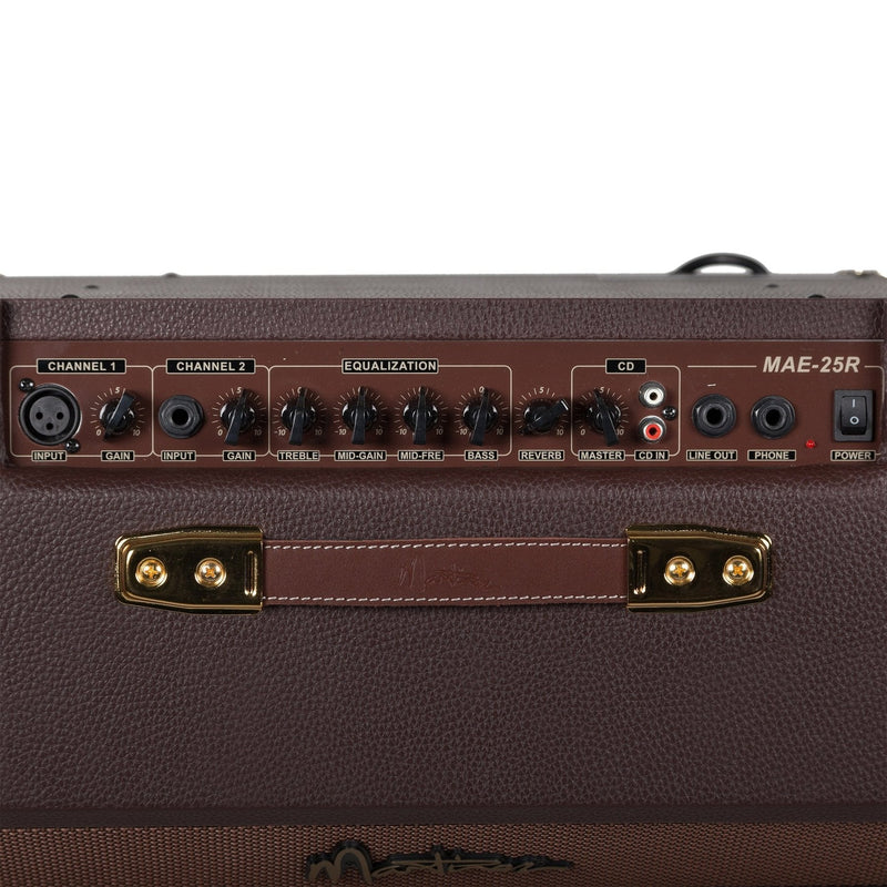 -Martinez Retro-Style 25 Watt Acoustic Guitar Amplifier with Reverb (Brown Vinyl)-Living Music