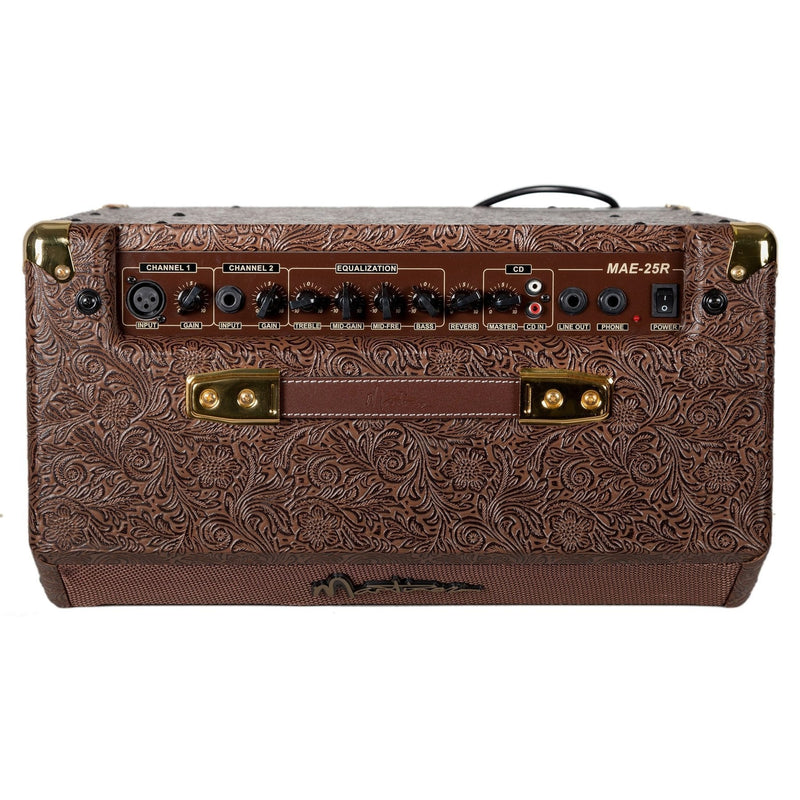 -Martinez Retro-Style 25 Watt Acoustic Guitar Amplifier with Reverb (Paisley Brown)-Living Music