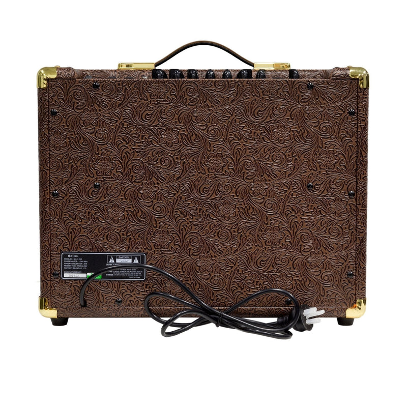 MAE-25R-FEV-Martinez Retro-Style 25 Watt Acoustic Guitar Amplifier with Reverb (Paisley Brown)-Living Music