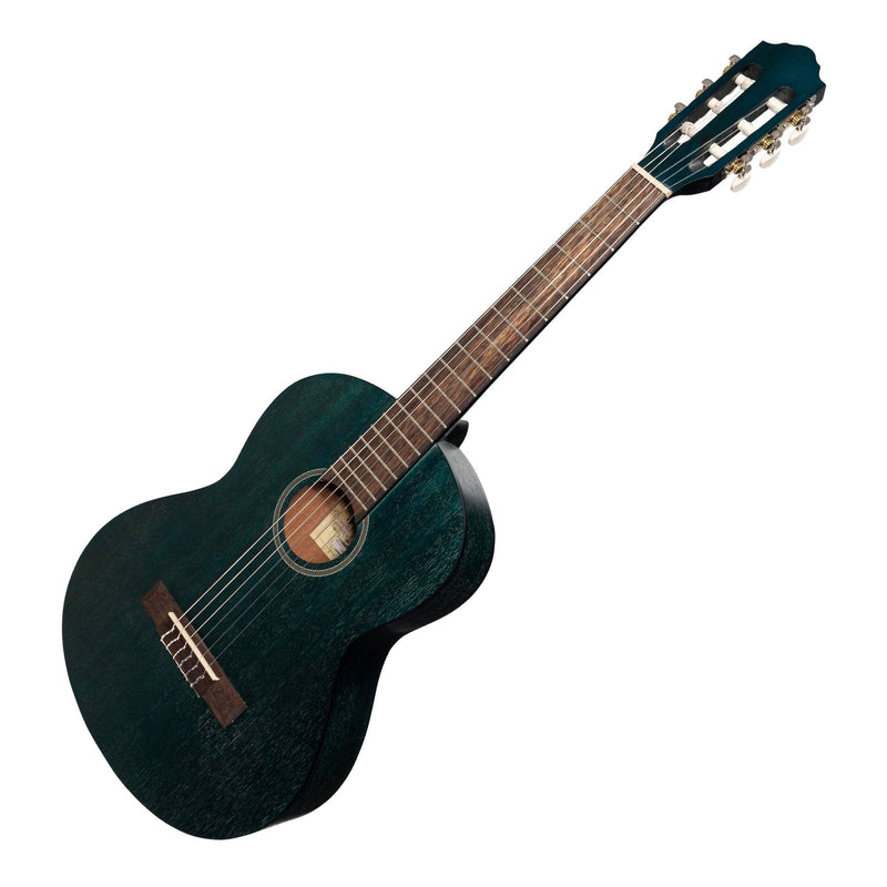 -Martinez 'Slim Jim' 3/4 Size Student Classical Guitar Pack with Built In Tuner (Blue)-Living Music