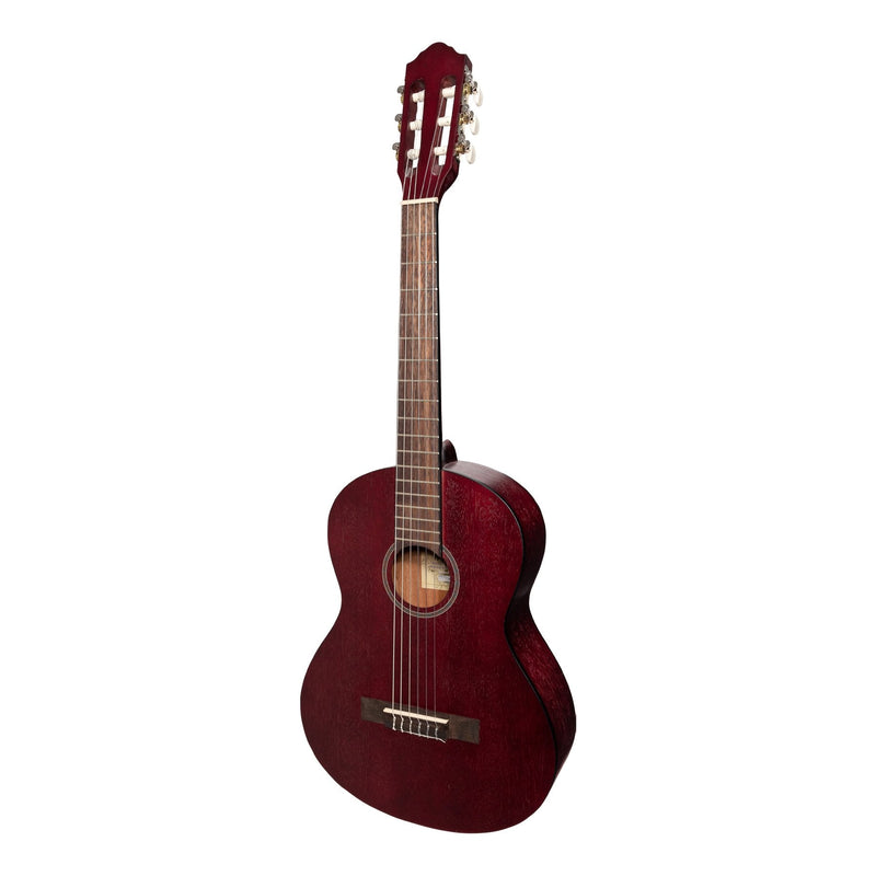 -Martinez 'Slim Jim' 3/4 Size Student Classical Guitar Pack with Built In Tuner (Red)-Living Music