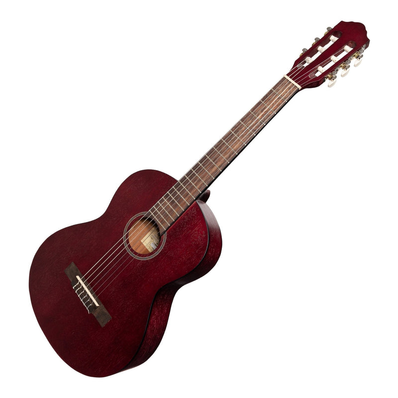 -Martinez 'Slim Jim' 3/4 Size Student Classical Guitar Pack with Built In Tuner (Red)-Living Music