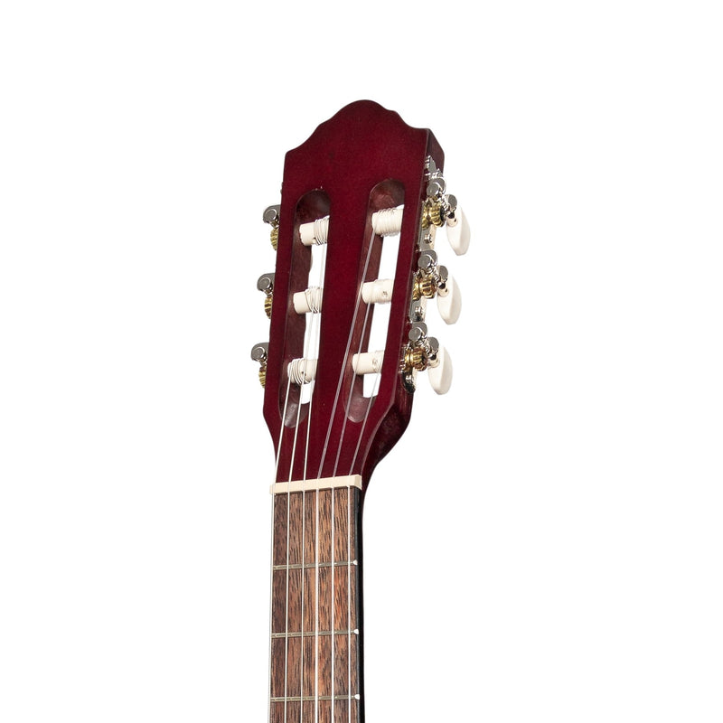 -Martinez 'Slim Jim' 3/4 Size Student Classical Guitar Pack with Built In Tuner (Red)-Living Music