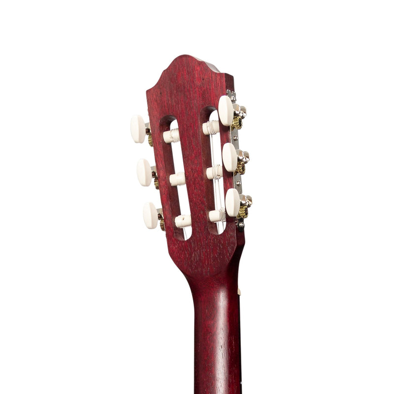 -Martinez 'Slim Jim' 3/4 Size Student Classical Guitar Pack with Built In Tuner (Red)-Living Music
