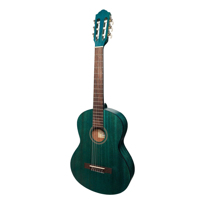 -Martinez 'Slim Jim' 3/4 Size Student Classical Guitar Pack with Built In Tuner (Teal Green)-Living Music