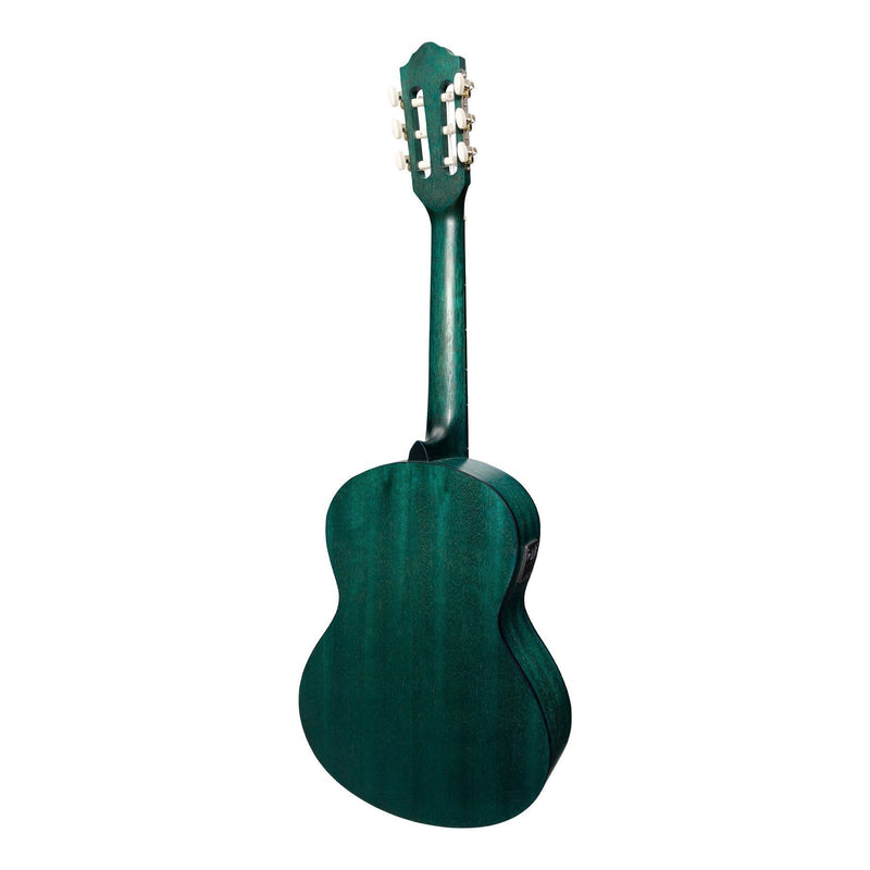 -Martinez 'Slim Jim' 3/4 Size Student Classical Guitar Pack with Built In Tuner (Teal Green)-Living Music