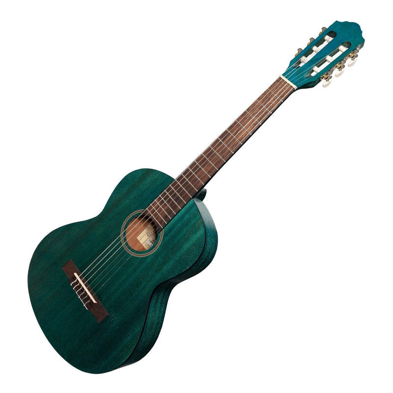 -Martinez 'Slim Jim' 3/4 Size Student Classical Guitar Pack with Built In Tuner (Teal Green)-Living Music