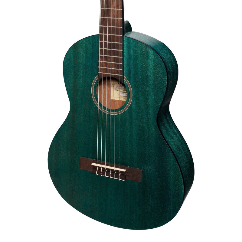 -Martinez 'Slim Jim' 3/4 Size Student Classical Guitar Pack with Built In Tuner (Teal Green)-Living Music