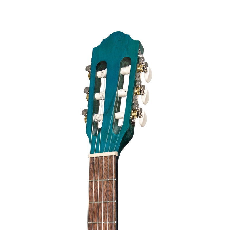 -Martinez 'Slim Jim' 3/4 Size Student Classical Guitar Pack with Built In Tuner (Teal Green)-Living Music