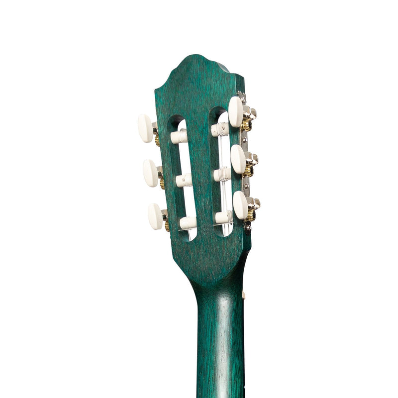 -Martinez 'Slim Jim' 3/4 Size Student Classical Guitar Pack with Built In Tuner (Teal Green)-Living Music