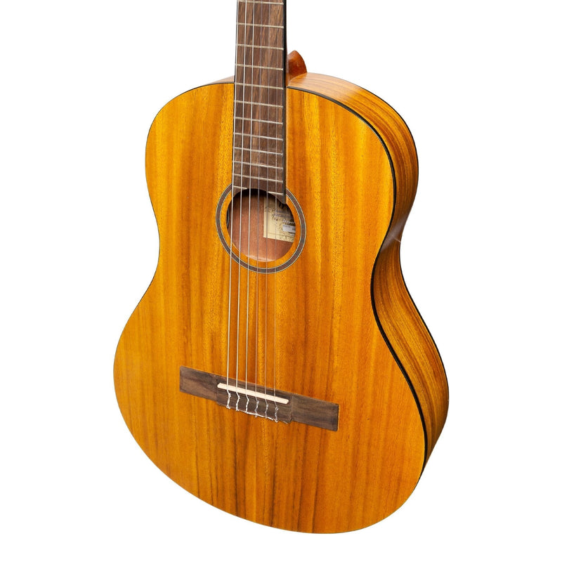 -Martinez 'Slim Jim' Full Size Electric Classical Guitar Pack with Pickup/Tuner (Koa)-Living Music