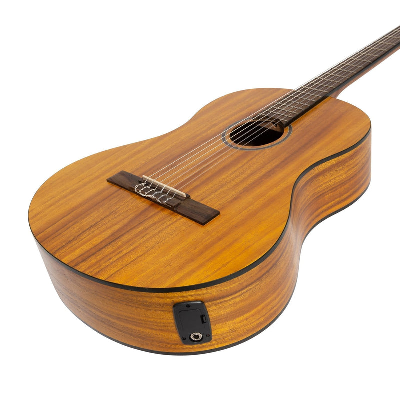 -Martinez 'Slim Jim' Full Size Electric Classical Guitar Pack with Pickup/Tuner (Koa)-Living Music