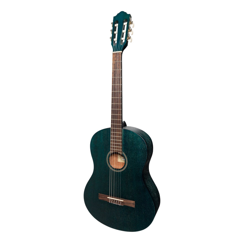 -Martinez 'Slim Jim' Full Size Student Classical Guitar Pack with Built In Tuner (Blue)-Living Music