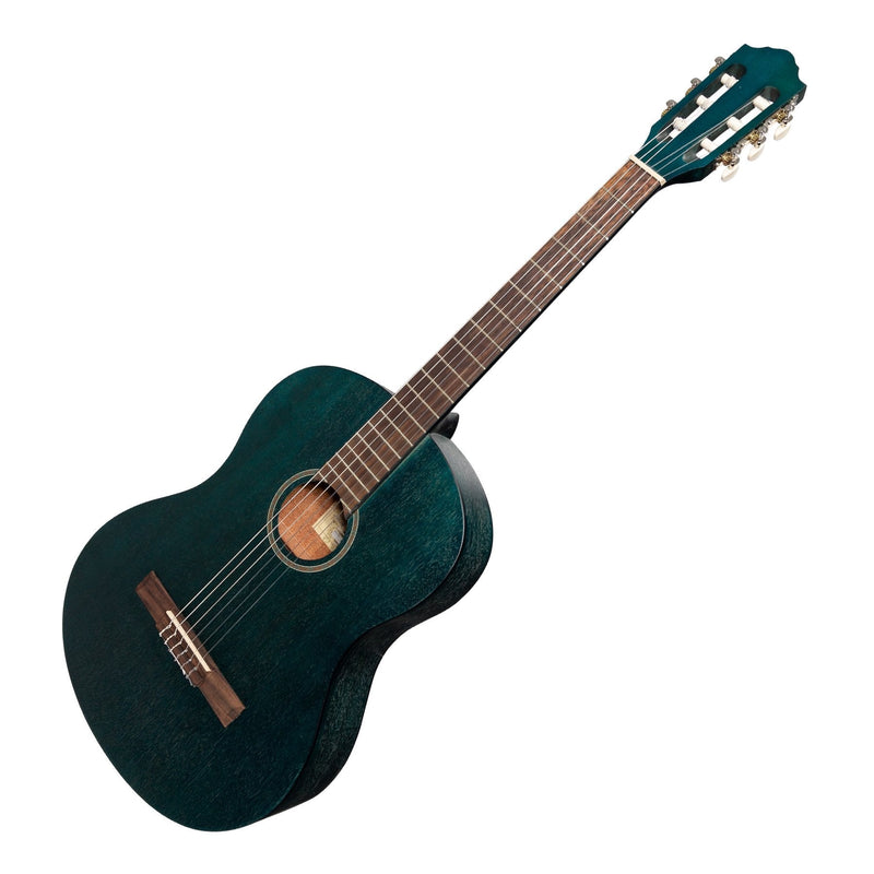 -Martinez 'Slim Jim' Full Size Student Classical Guitar Pack with Built In Tuner (Blue)-Living Music