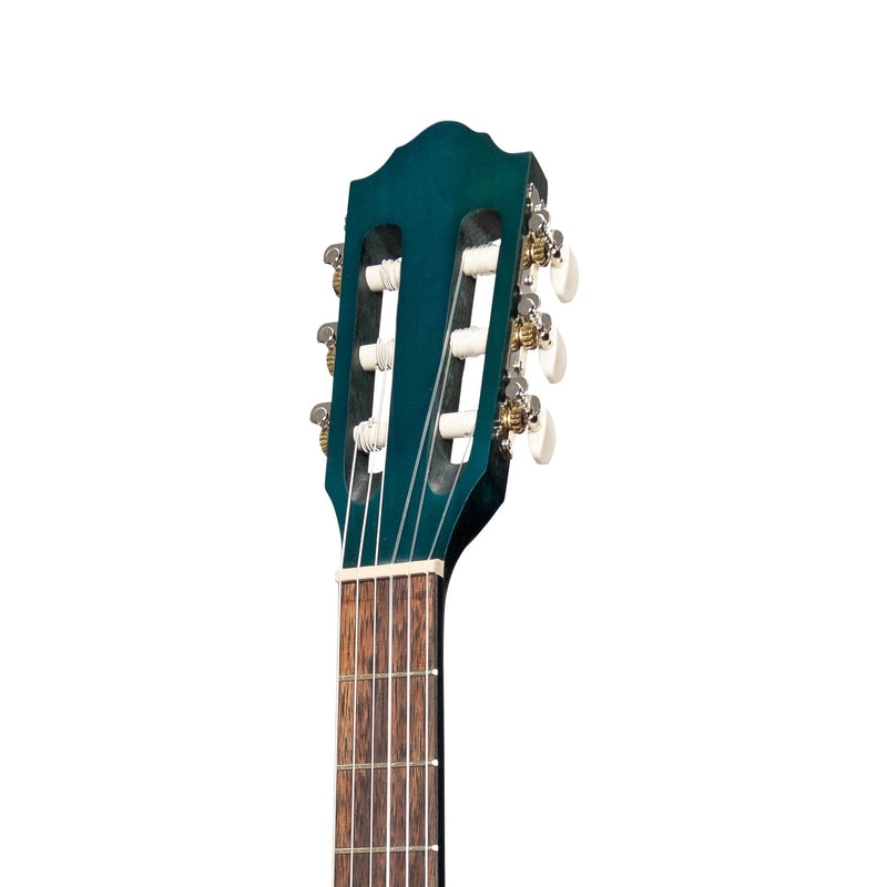-Martinez 'Slim Jim' Full Size Student Classical Guitar Pack with Built In Tuner (Blue)-Living Music