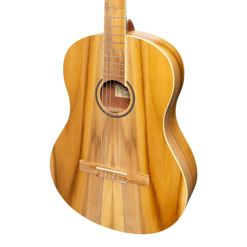 -Martinez 'Slim Jim' Full Size Student Classical Guitar Pack with Built In Tuner (Jati-Teakwood)-Living Music