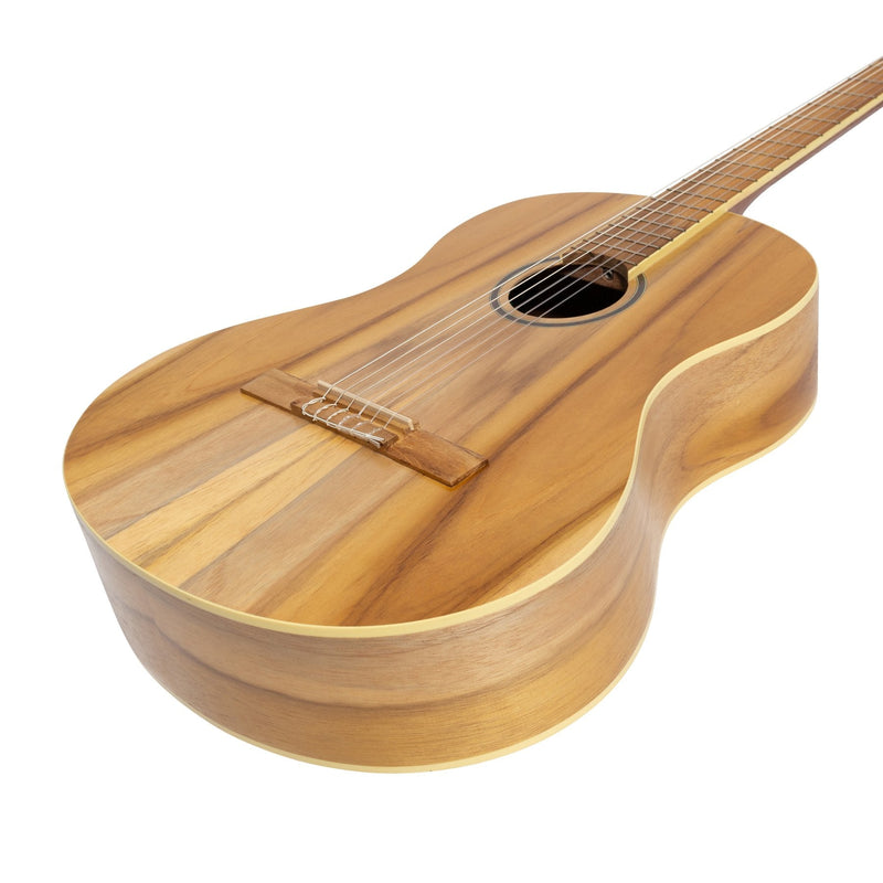 -Martinez 'Slim Jim' Full Size Student Classical Guitar Pack with Built In Tuner (Jati-Teakwood)-Living Music