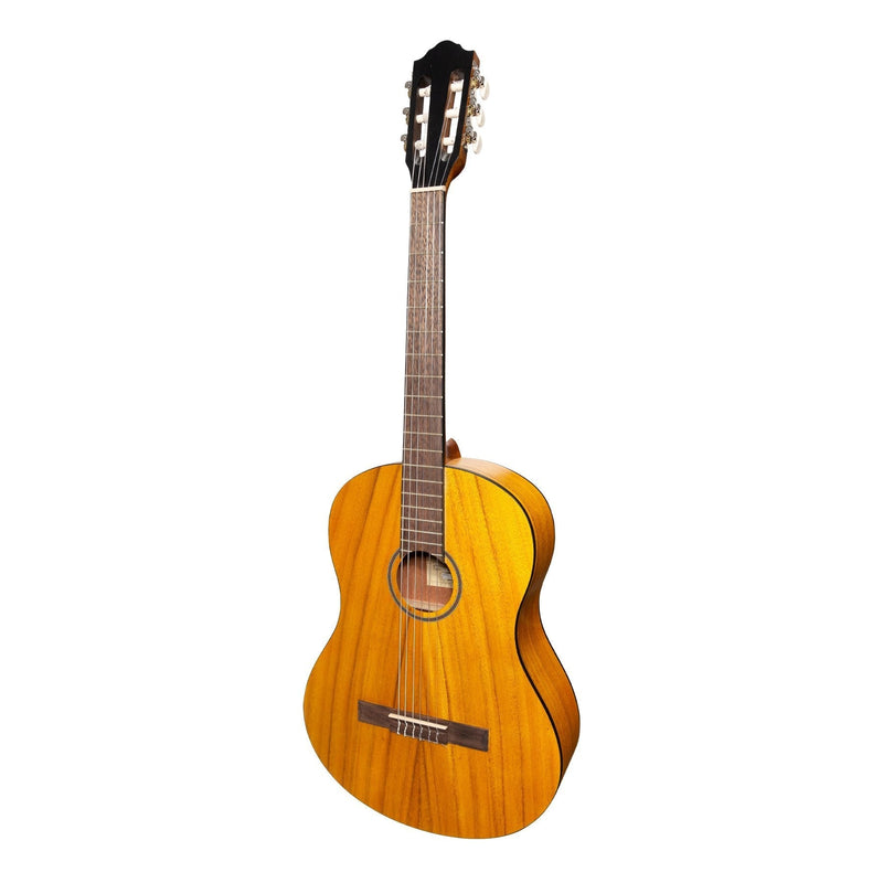-Martinez 'Slim Jim' Full Size Student Classical Guitar Pack with Built In Tuner (Koa)-Living Music