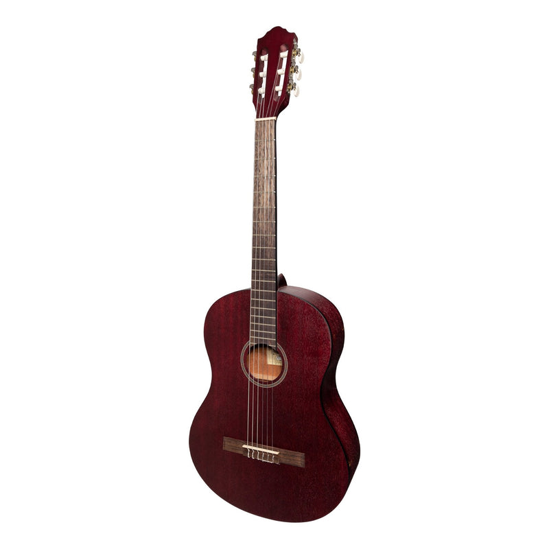 -Martinez 'Slim Jim' Full Size Student Classical Guitar Pack with Built In Tuner (Red)-Living Music
