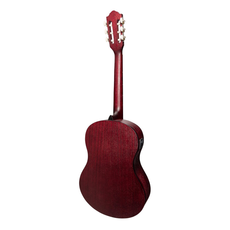 -Martinez 'Slim Jim' Full Size Student Classical Guitar Pack with Built In Tuner (Red)-Living Music