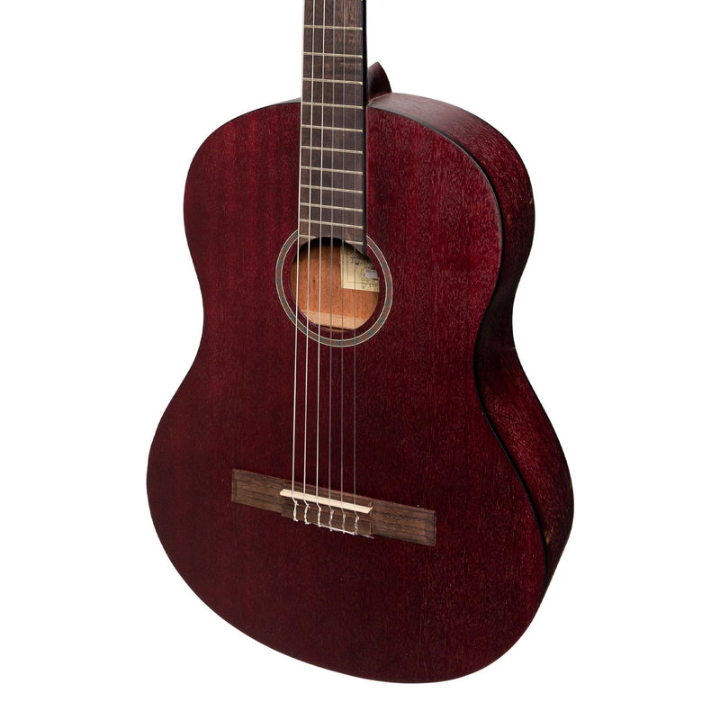 -Martinez 'Slim Jim' Full Size Student Classical Guitar Pack with Built In Tuner (Red)-Living Music