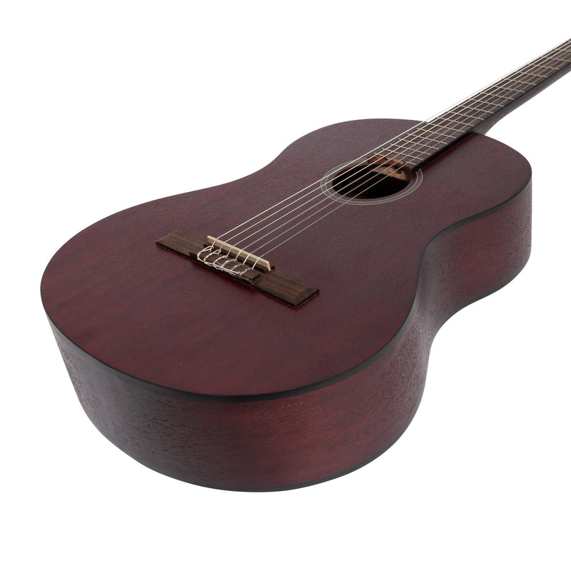 -Martinez 'Slim Jim' Full Size Student Classical Guitar Pack with Built In Tuner (Red)-Living Music