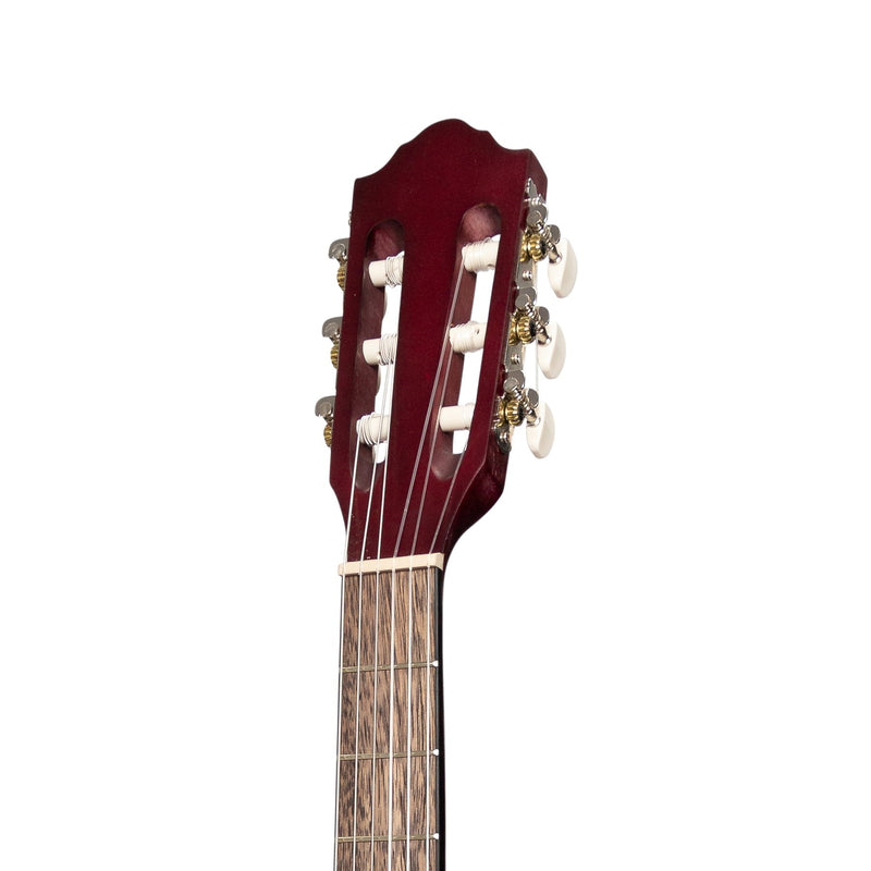 -Martinez 'Slim Jim' Full Size Student Classical Guitar Pack with Built In Tuner (Red)-Living Music