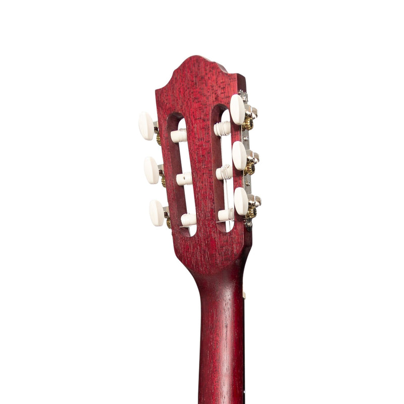 -Martinez 'Slim Jim' Full Size Student Classical Guitar Pack with Built In Tuner (Red)-Living Music