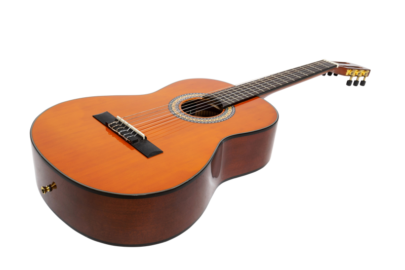 MC-SJ34GT-AMB-Martinez 'Slim Jim' G-Series 3/4 Size Classical Guitar with Built-in Tuner (Amber-Gloss)-Living Music