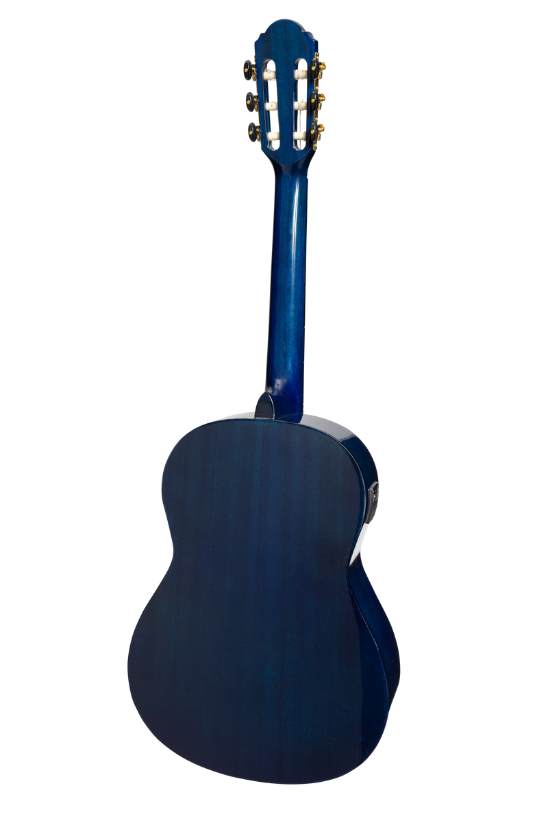MC-SJ34GT-BLS-Martinez 'Slim Jim' G-Series 3/4 Size Classical Guitar with Built-in Tuner (Blue-Gloss)-Living Music