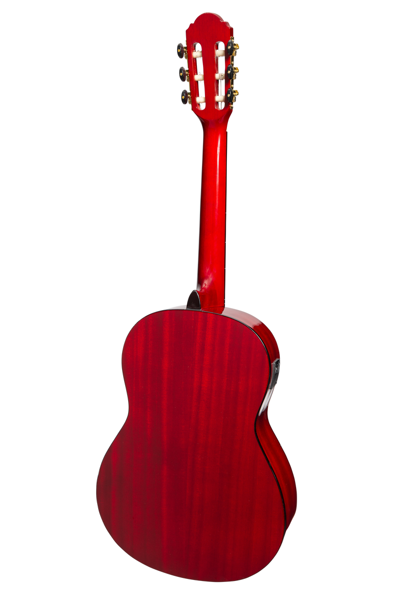 -Martinez 'Slim Jim' G-Series 3/4 Size Classical Guitar with Built-in Tuner (Trans Wine Red-Gloss)-Living Music
