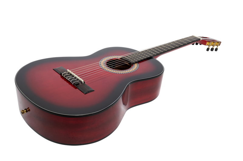 -Martinez 'Slim Jim' G-Series 3/4 Size Classical Guitar with Built-in Tuner (Trans Wine Red-Gloss)-Living Music