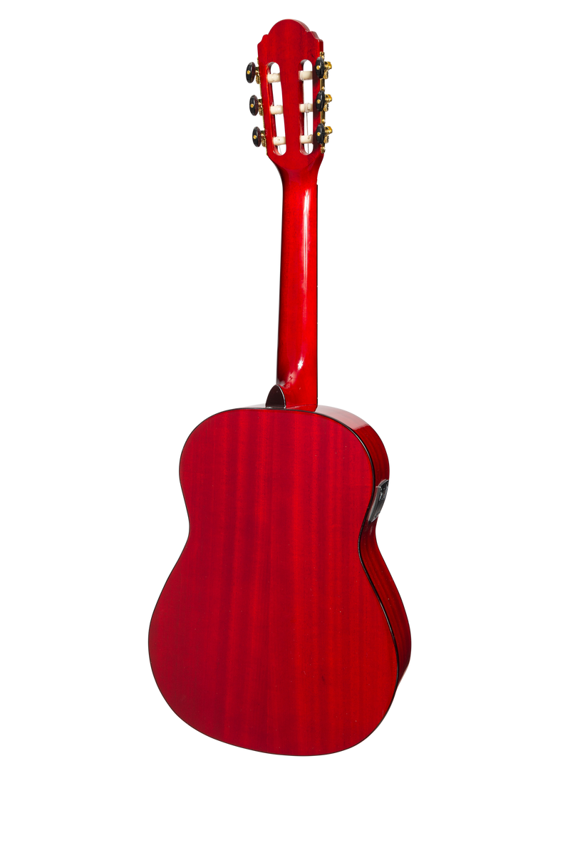 -Martinez 'Slim Jim' G-Series 3/4 Size Student Classical Guitar Pack with Built In Tuner (Trans Wine Red-Gloss)-Living Music