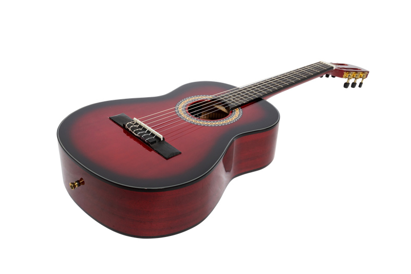 -Martinez 'Slim Jim' G-Series 3/4 Size Student Classical Guitar Pack with Built In Tuner (Trans Wine Red-Gloss)-Living Music
