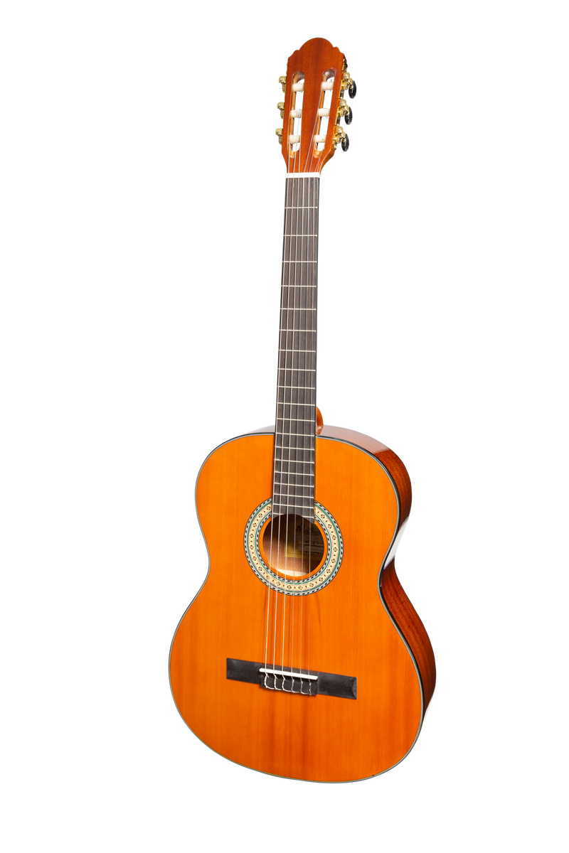 MP-SJ44GT-AMB-Martinez 'Slim Jim' G-Series Full Size Student Classical Guitar Pack with Built In Tuner (Amber-Gloss)-Living Music