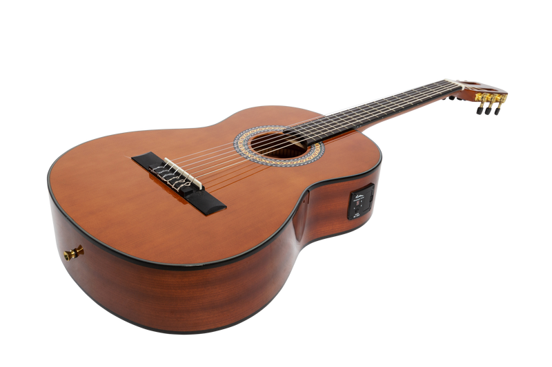 -Martinez 'Slim Jim' G-Series Left Handed 3/4 Size Classical Guitar with Built-in Tuner (Natural-Gloss)-Living Music
