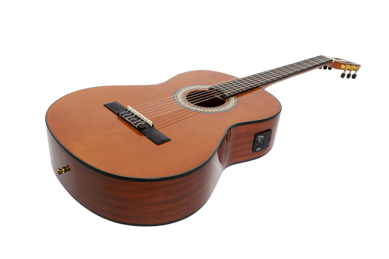 -Martinez 'Slim Jim' G-Series Left Handed Full Size Classical Guitar with Built-in Tuner (Natural-Gloss)-Living Music