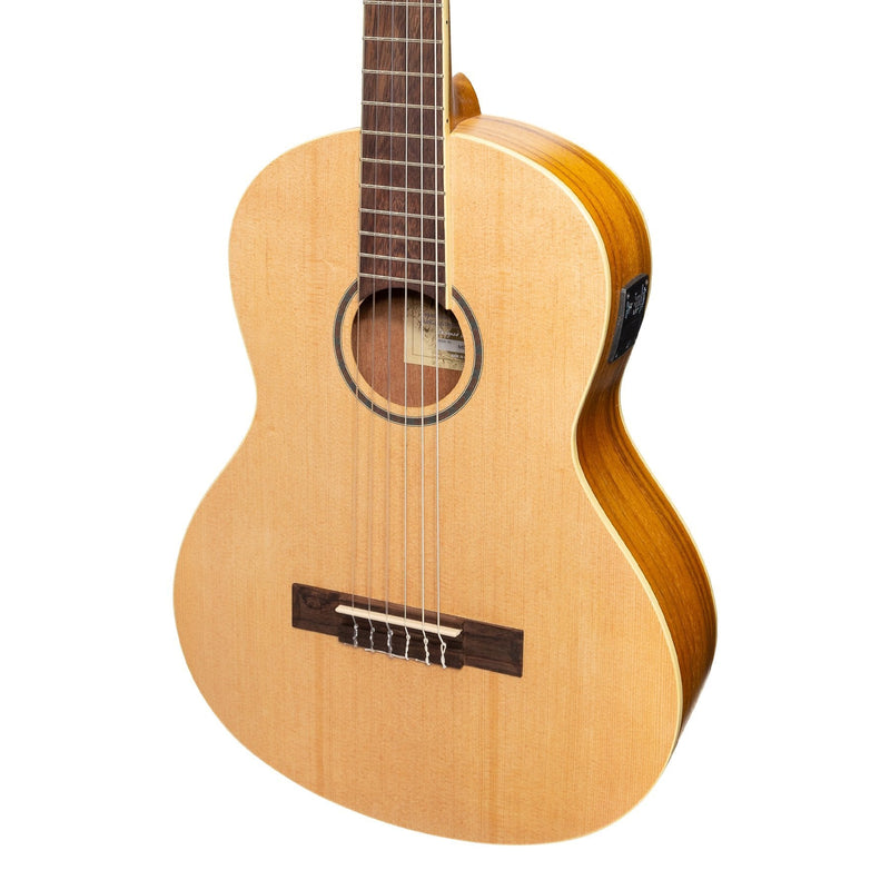 -Martinez 'Slim Jim' Left Handed 3/4 Size Student Classical Guitar Pack with Built In Tuner (Spruce/Koa)-Living Music