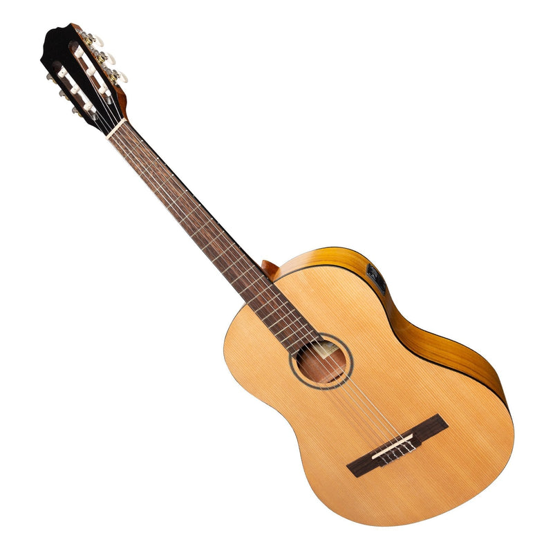 -Martinez 'Slim Jim' Left Handed Full Size Student Classical Guitar Pack with Built In Tuner (Spruce/Koa)-Living Music