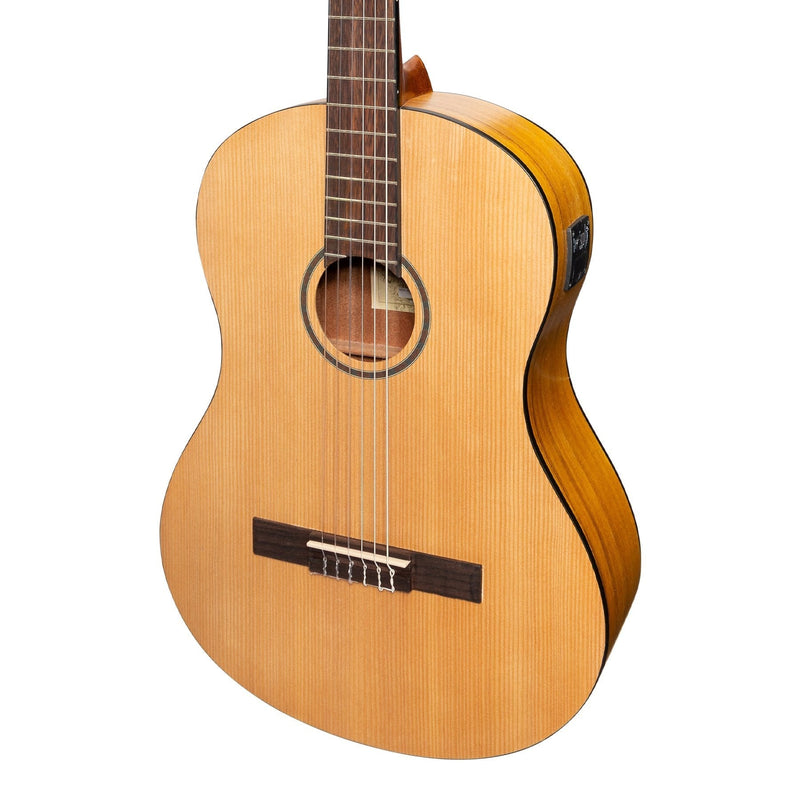 -Martinez 'Slim Jim' Left Handed Full Size Student Classical Guitar Pack with Built In Tuner (Spruce/Koa)-Living Music