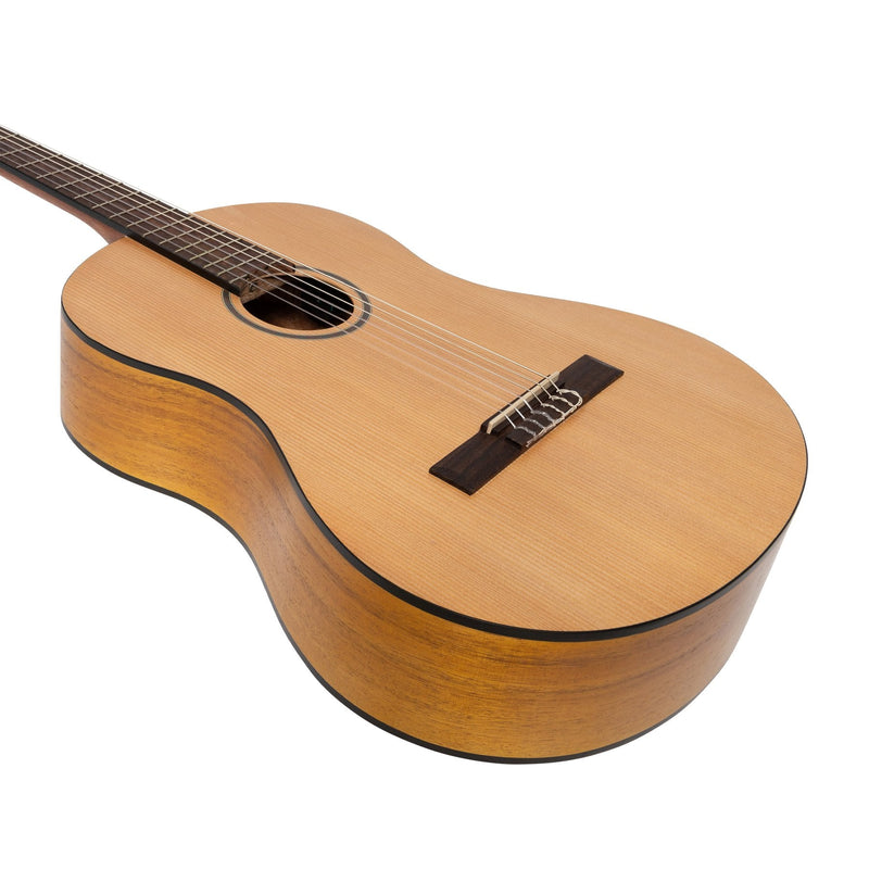 -Martinez 'Slim Jim' Left Handed Full Size Student Classical Guitar Pack with Built In Tuner (Spruce/Koa)-Living Music