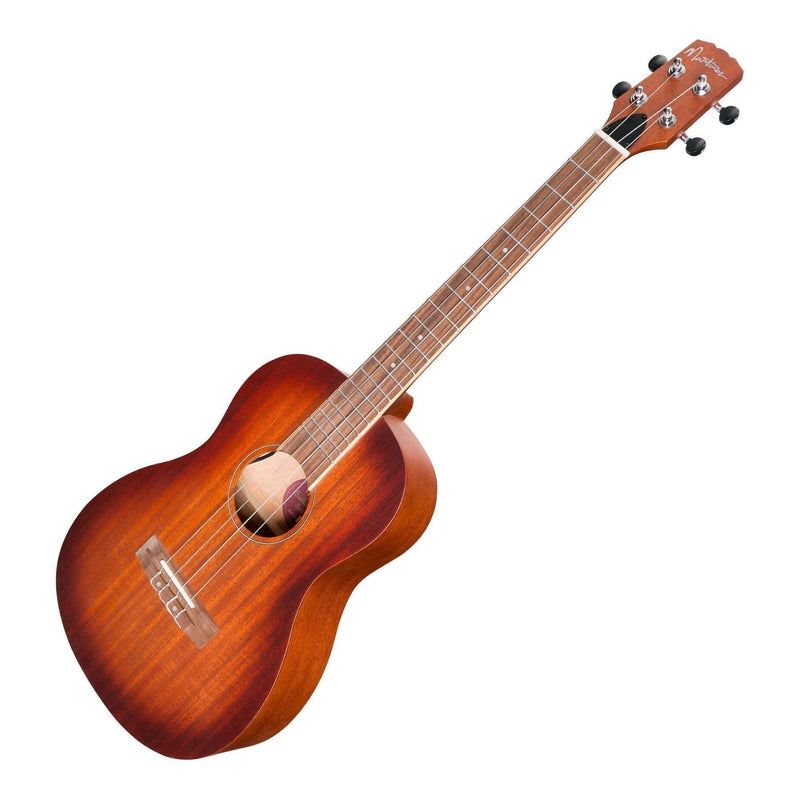 MSBB-6-NST-Martinez 'Southern Belle 6 Series' Mahogany Solid Top Electric Baritone Ukulele with Hard Case (Sunburst)-Living Music